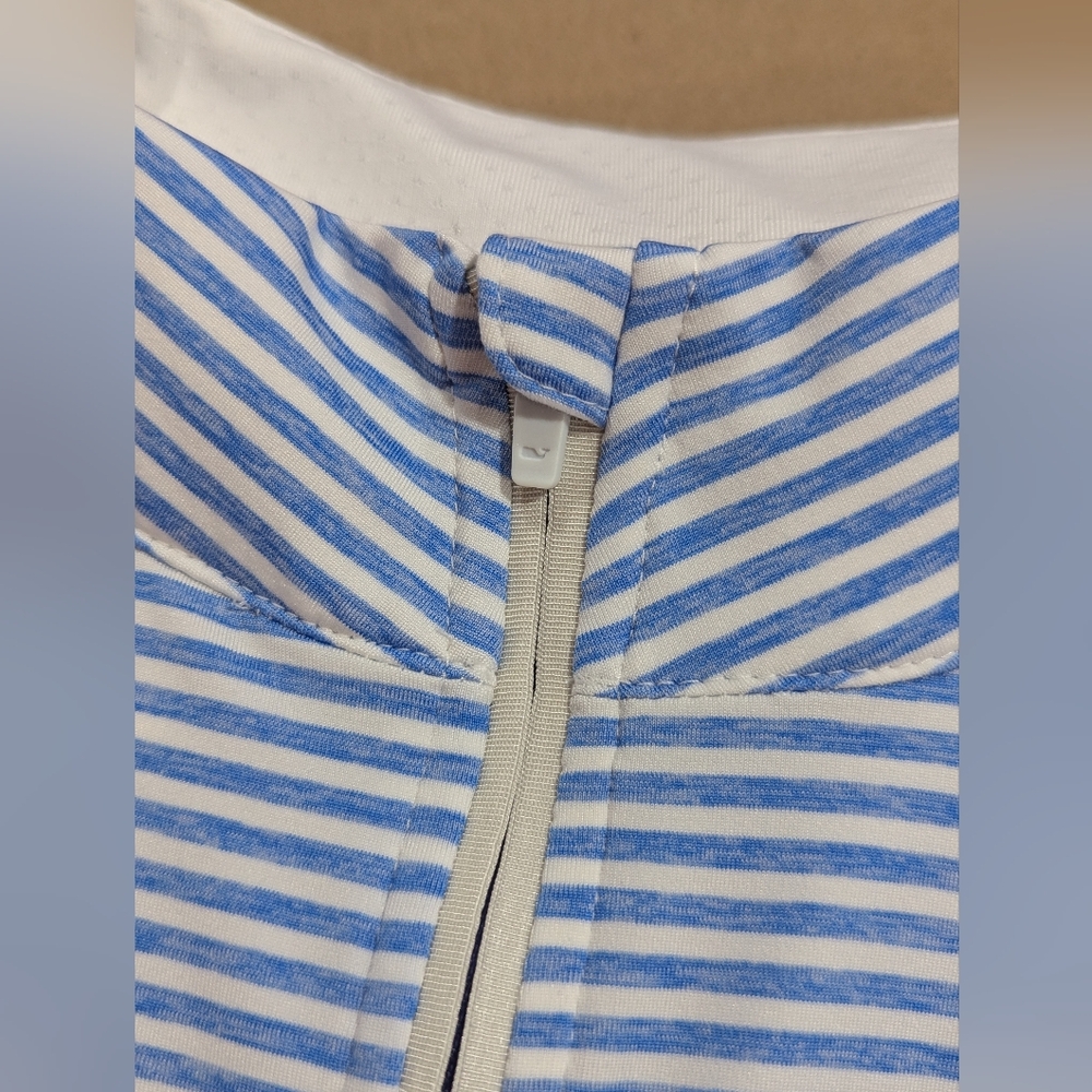 Vineyard Vines Women's Aqua Blue White Stripe Performance 1/4 Zip Top XXS *NWOT - Picture 15 of 15